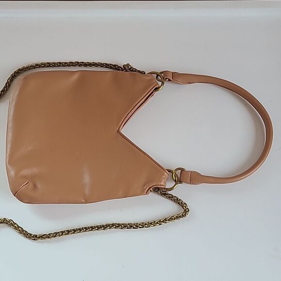 Anthropologie Small Shoulder Bag Chain Crossbody Shoulder Strap Gold Camel Tan - Picture 9 of 16